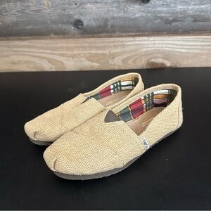 TOMS® Seasonal Classic Burlap Shoes Women Dark Beige Slip On Lightweight 6.5